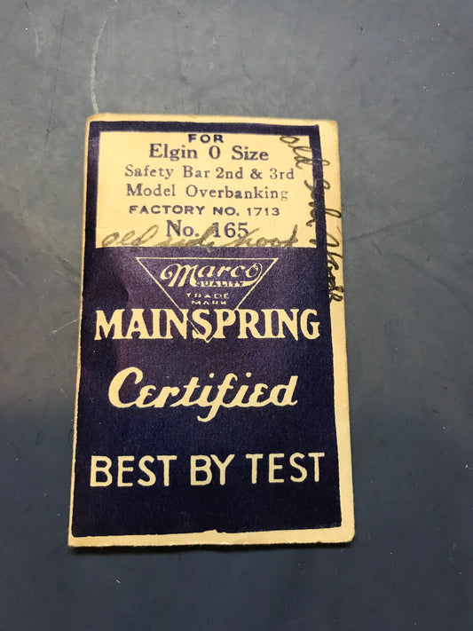 Marco Mainspring #165 for Elgin 0s Factory No. 1713 - Steel