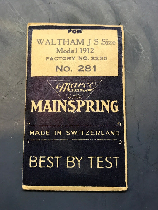 Marco Mainspring #281 for Waltham Jewel Series 6/0s No. 2235 - Steel