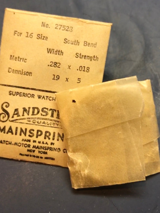 Sandsteel Mainspring - South Bend 16s No. 27528 - Steel