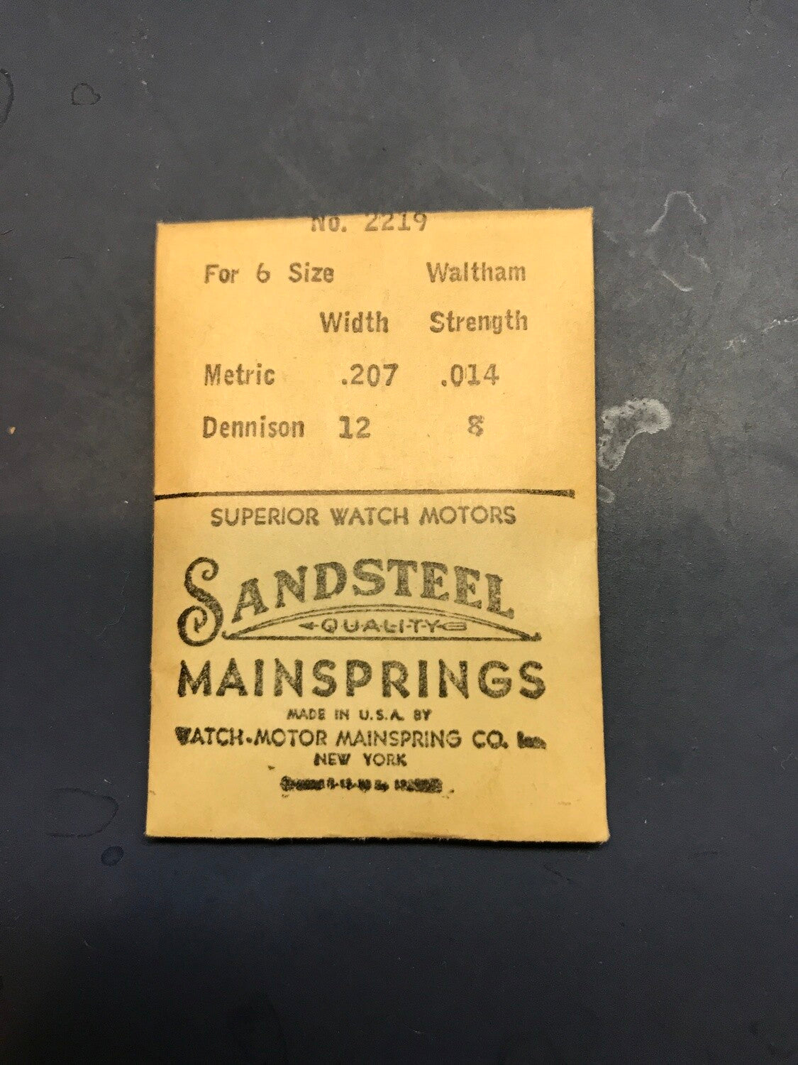 Sandsteel Mainspring for 6s Waltham No. 2219 - Steel