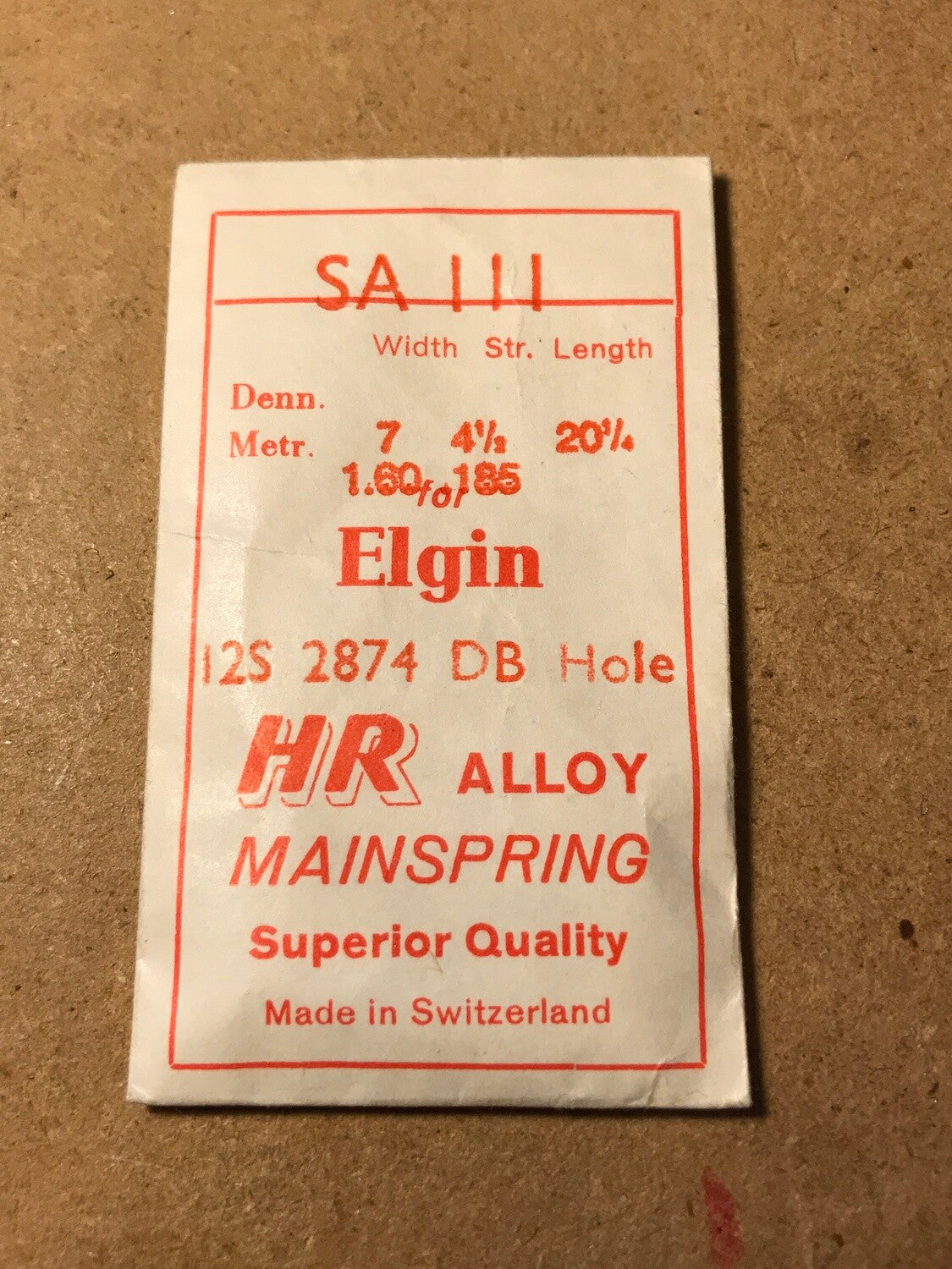 HR Mainspring SA111 for 12s Elgin Pocket Watch No. 2874 - Alloy