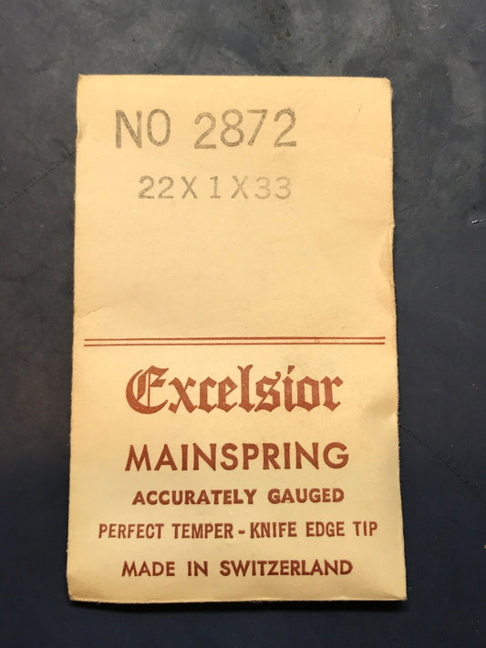 Excelsior #2872 Mainspring for Alarm / Travel Clocks - 22 x 1 x 33