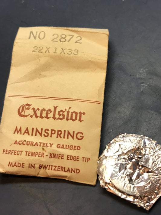 Excelsior #2872 Mainspring for Alarm / Travel Clocks - 22 x 1 x 33