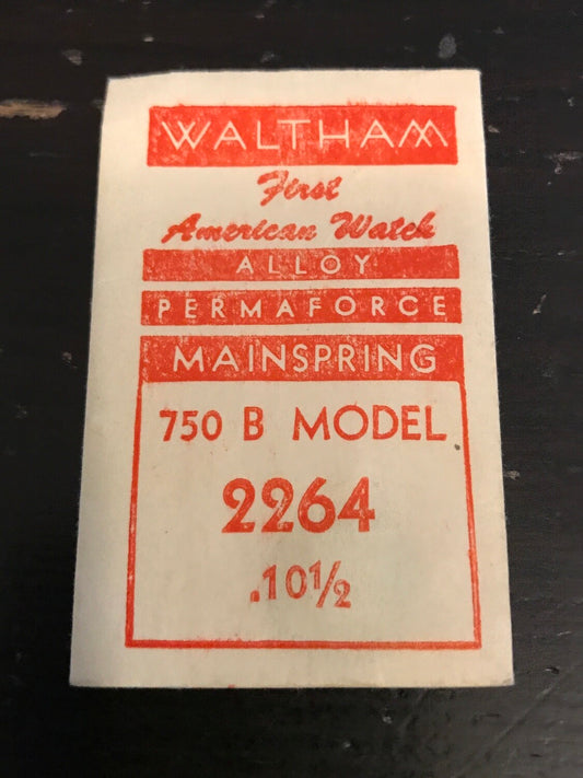 Waltham Factory Mainspring for 7½ ligne Model 750B No. 2264 - Alloy