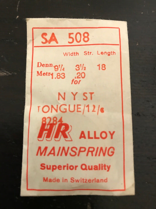 HR Mainspring SA508 for 12s NY Standard Factory No. 4284 - Alloy
