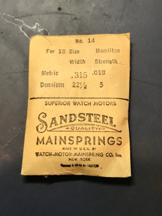 Sandsteel Mainspring for Hamilton 18s No. 14 - Steel