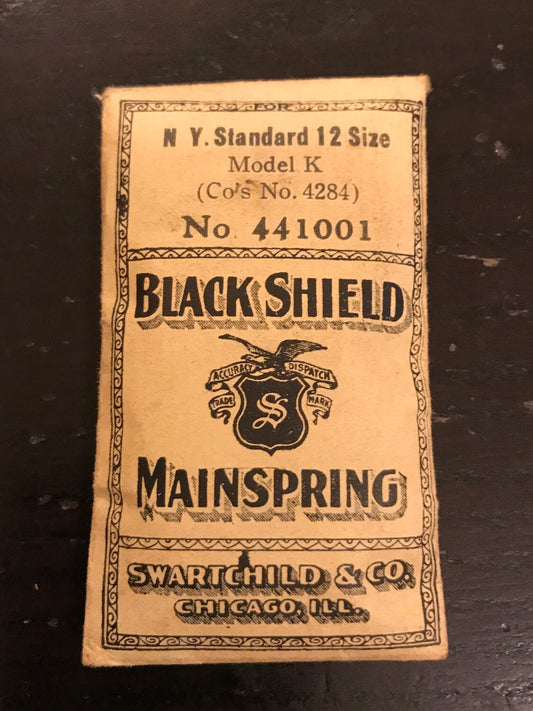 Swartchild Black Shield Mainspring for 12s N.Y. Standard Model K No. 4284 - Steel