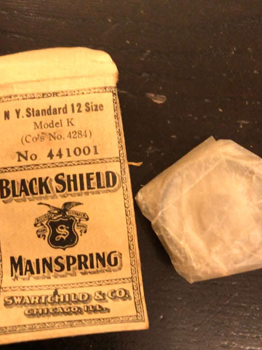 Swartchild Black Shield Mainspring for 12s N.Y. Standard Model K No. 4284 - Steel