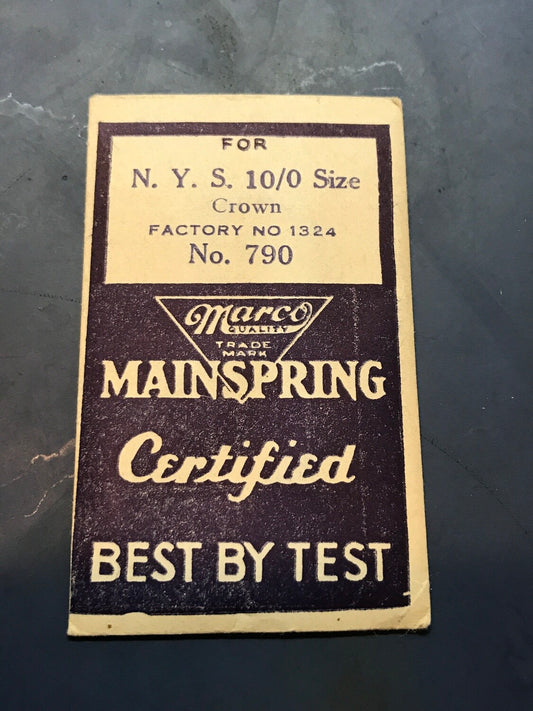 Marco Mainspring #790 for NY Standard 10/0s New Model No. 1324 - Steel