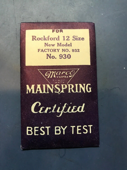 Marco Mainspring #930 for Rockford 12s Factory No. 932 - Steel