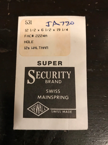Newall SUPER Security Mainspring #531 for 12s Waltham No. 2224A - Alloy