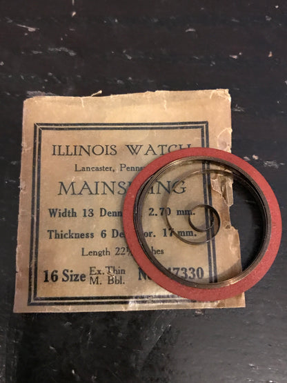 Illinois Factory Mainspring #47330 for 16s movements - Steel