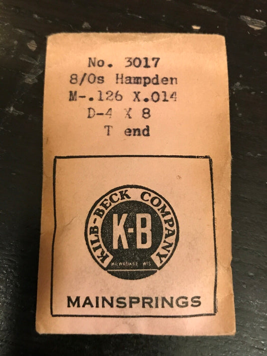 Kilb-Beck Mainspring #3017 for Hampden 8/0s No. 15696 - Steel