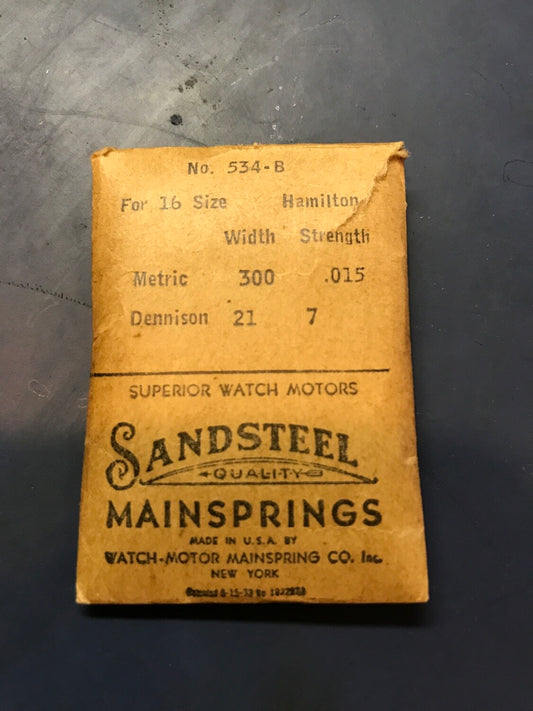 Sandsteel Mainspring for Hamilton 534B for 16s - Steel