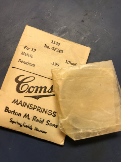 Comsco Mainspring #1149 for 12s Illinois #47349 - Steel