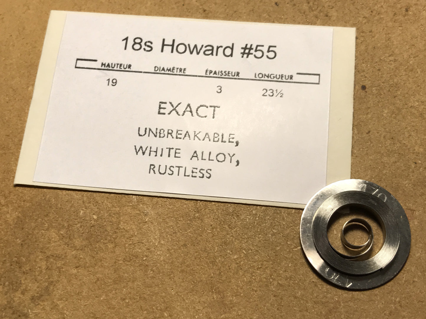 E. Howard 18s "N" Mainspring #55 (EXACT) - Alloy