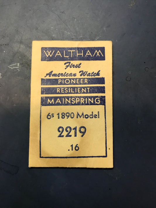 Waltham Factory Mainspring for 6s 1890 Model No. 2219 - Steel
