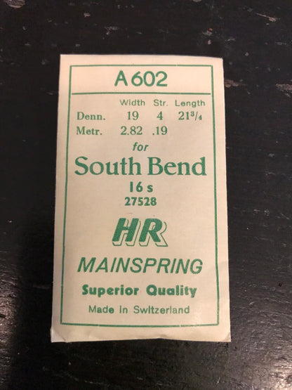 HR Mainspring A602 for South Bend 16s No. No. 27528 - Steel