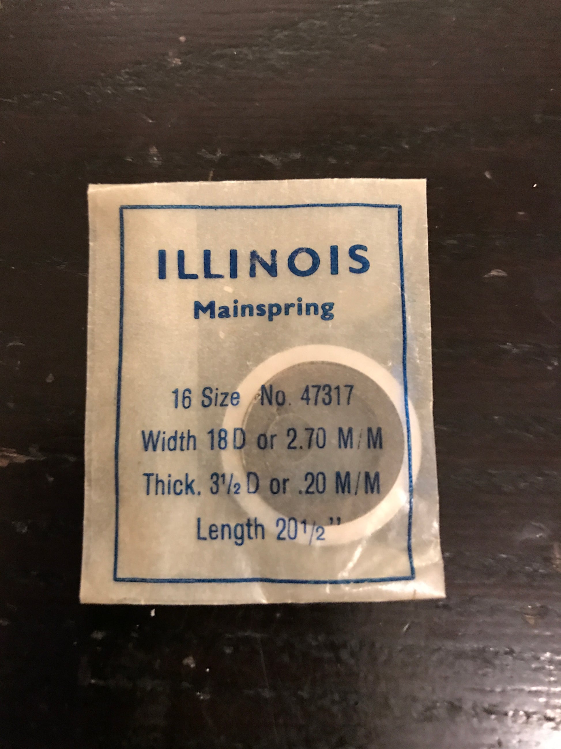 Illinois Factory Mainspring #47317 for 16s movements - Steel