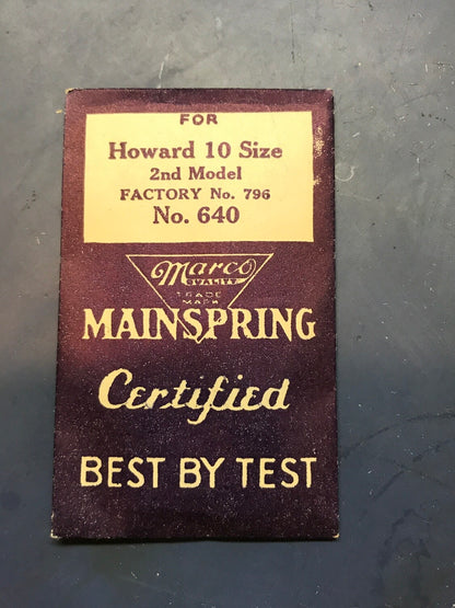Marco Mainspring No.640  for Howard 10s #796 - Steel