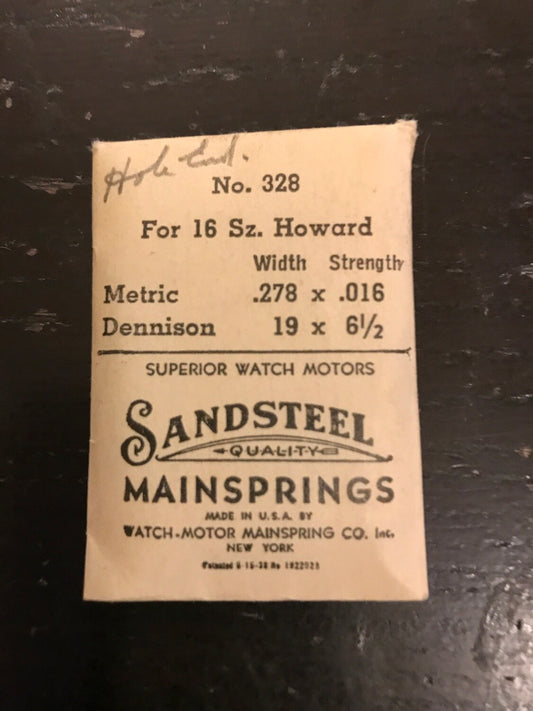 Sandsteel Mainspring for Howard 16s Factory No. 328 - Steel