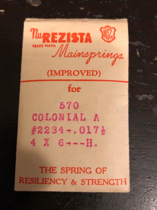 NuRezista Mainspring #570 for Waltham Colonial A Factory No. 2234 - Steel