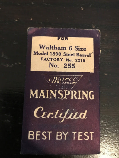 Marco Mainspring #255 for 6s Waltham Factory No. 2219 - Steel
