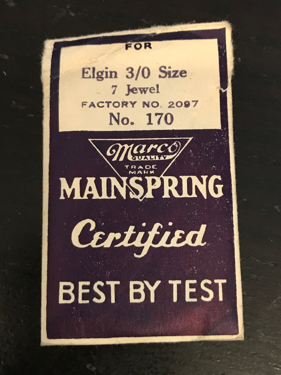 Marco Mainspring #170 for 0s & 3/0s Elgin movements #2097 - Steel