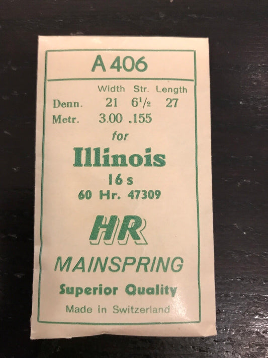 HR Mainspring A406 for Illinois 16s No. 47309 for 60hr - Steel
