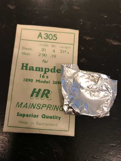 HR Mainspring A305 for 16s Hampden #2696 - Steel