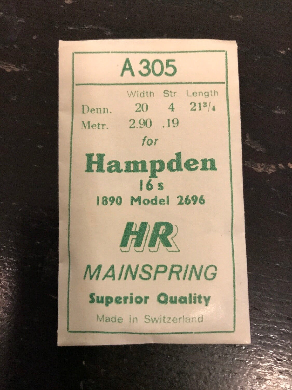 HR Mainspring A305 for 16s Hampden #2696 - Steel