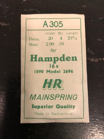 HR Mainspring A305 for 16s Hampden #2696 - Steel