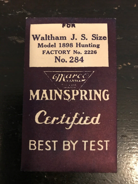 Marco Mainspring #284 for Waltham 6/0s Jewel & 1942 Series No. 2226 - Steel