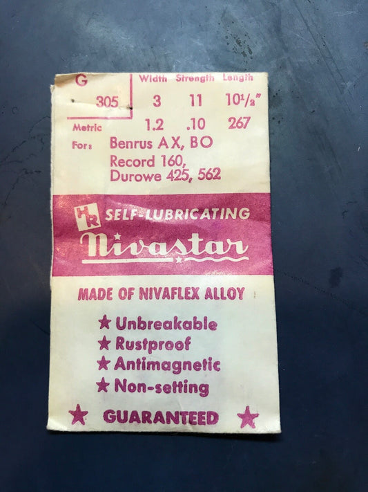 HR Nivastar Mainspring G305 for Benrus AX, BO, Record 160, Durowe 425, 562 - Alloy