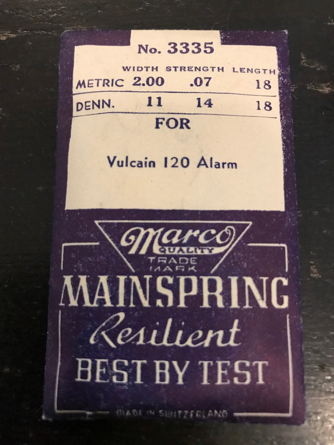 Marco Mainspring #3335 for Vulcain Cricket caliber 120 Wrist Alarm - Steel