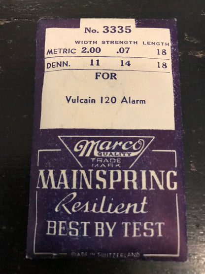 Marco Mainspring #3335 for Vulcain Cricket caliber 120 Wrist Alarm - Steel
