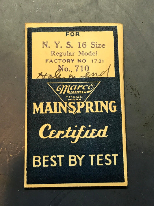 Marco Mainspring #710 for 16s N.Y. Standard Factory No. 1731 - Steel