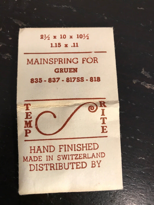 TEMP-RITE Mainspring for Gruen 835, 837, 817SS, 818 - Steel