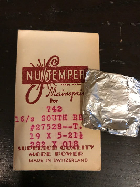 NuTemper Mainspring No.742 for South Bend 16s No. #27528 - Steel
