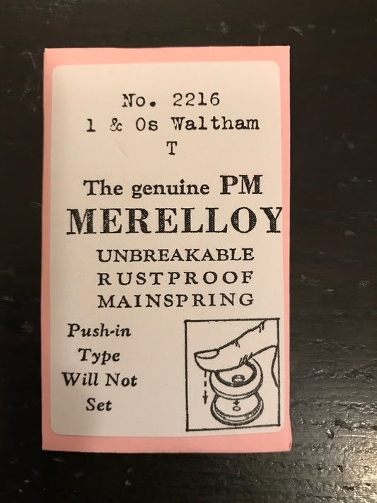 PM Merelloy Mainspring for Waltham 1 & 0s movements No. 2216 - Alloy