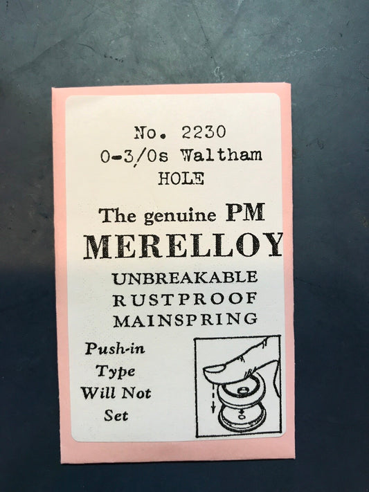 PM Merelloy Mainspring for Waltham 3/0s & 0s movements No. 2230 - Alloy