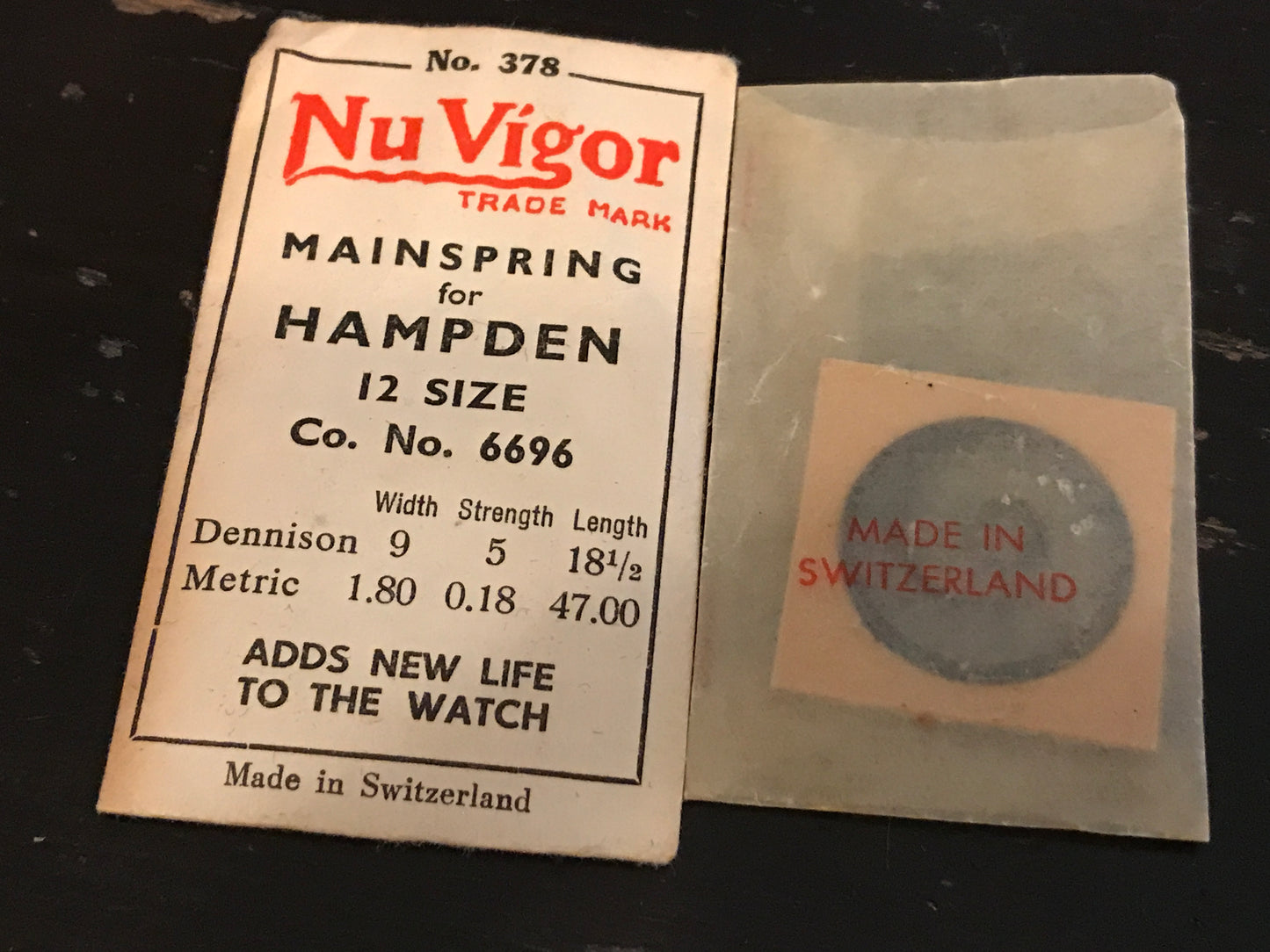 NuVigor Mainspring #378 for 12s Hampden Factory No. 6696 - Steel