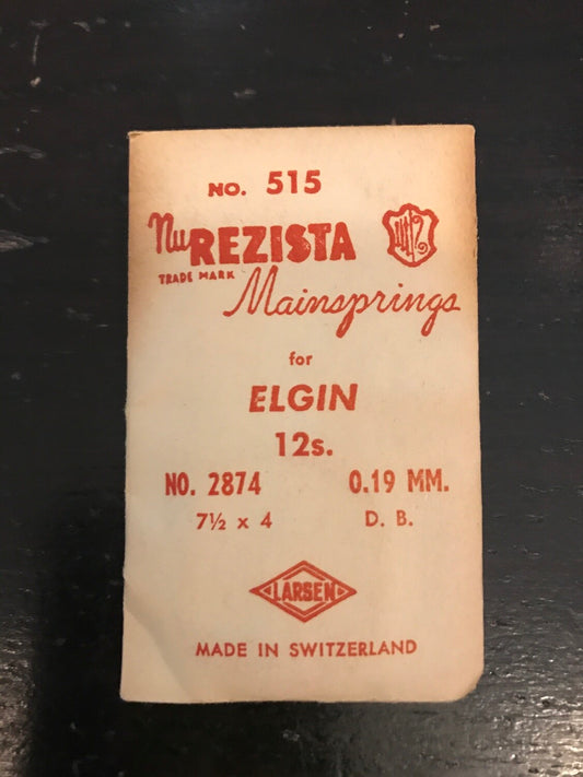 NuRezista Mainspring #515 for Elgin 12s Factory No. 2874 - Steel