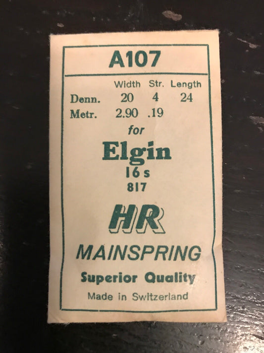 HR Mainspring A107 for 16s Elgin #817 - Steel