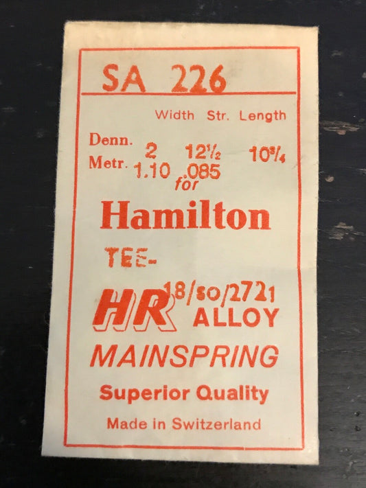 HR Mainspring SA226 for Hamilton 18/0s #2721 / 718501 - Alloy