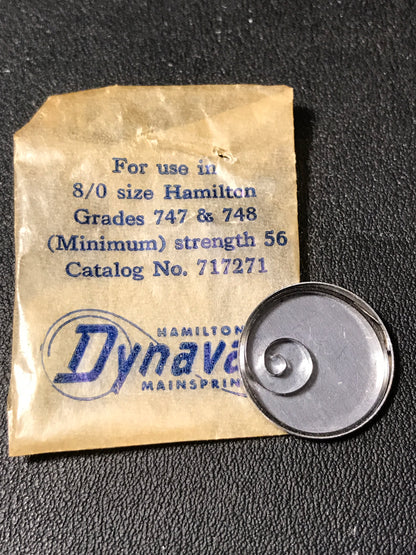 Hamilton Factory Dynavar Mainspring for 8/0s Hamilton No. 717271 - Alloy