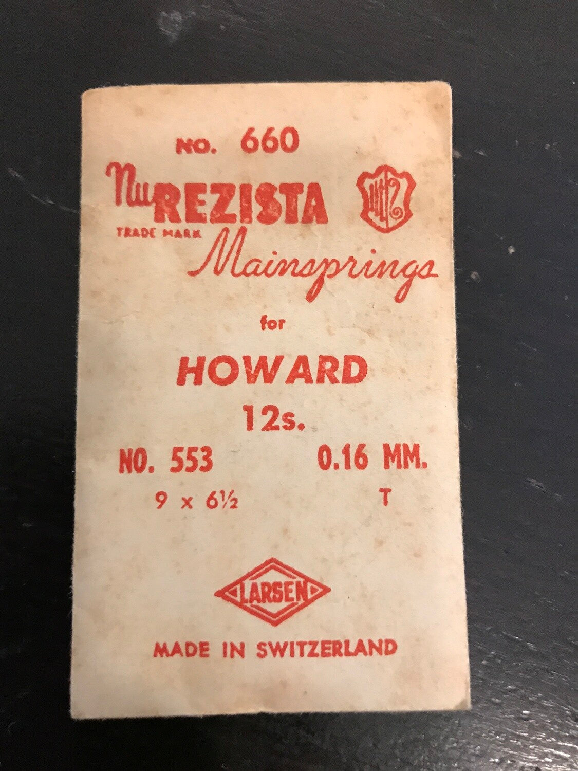 NuRezista Mainspring #660 for Howard 12s Model 1908 Factory No. 553 - Steel