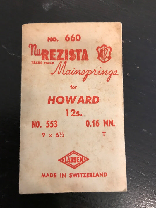 NuRezista Mainspring #660 for Howard 12s Model 1908 Factory No. 553 - Steel