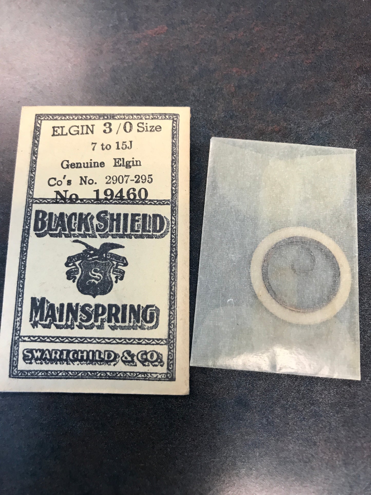 Swartchild Black Shield Mainspring for Elgin 3/0s #2097 - Steel