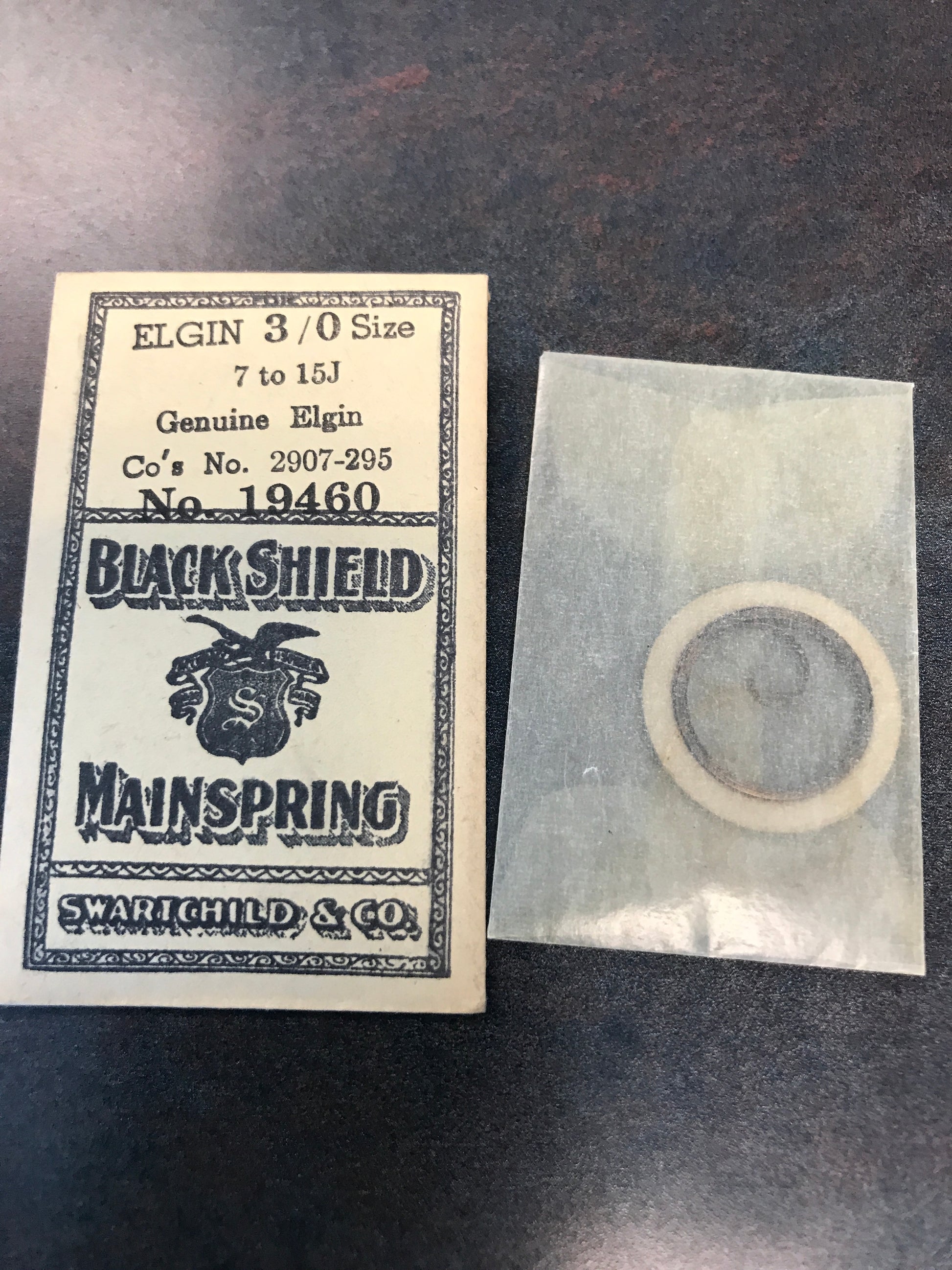 Swartchild Black Shield Mainspring for Elgin 3/0s #2097 - Steel